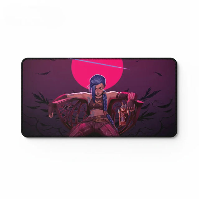 Tapis de souris XXL Jinx - Édition Limitée Arcane (League of Legends) avec illustration vibrante de Jinx.