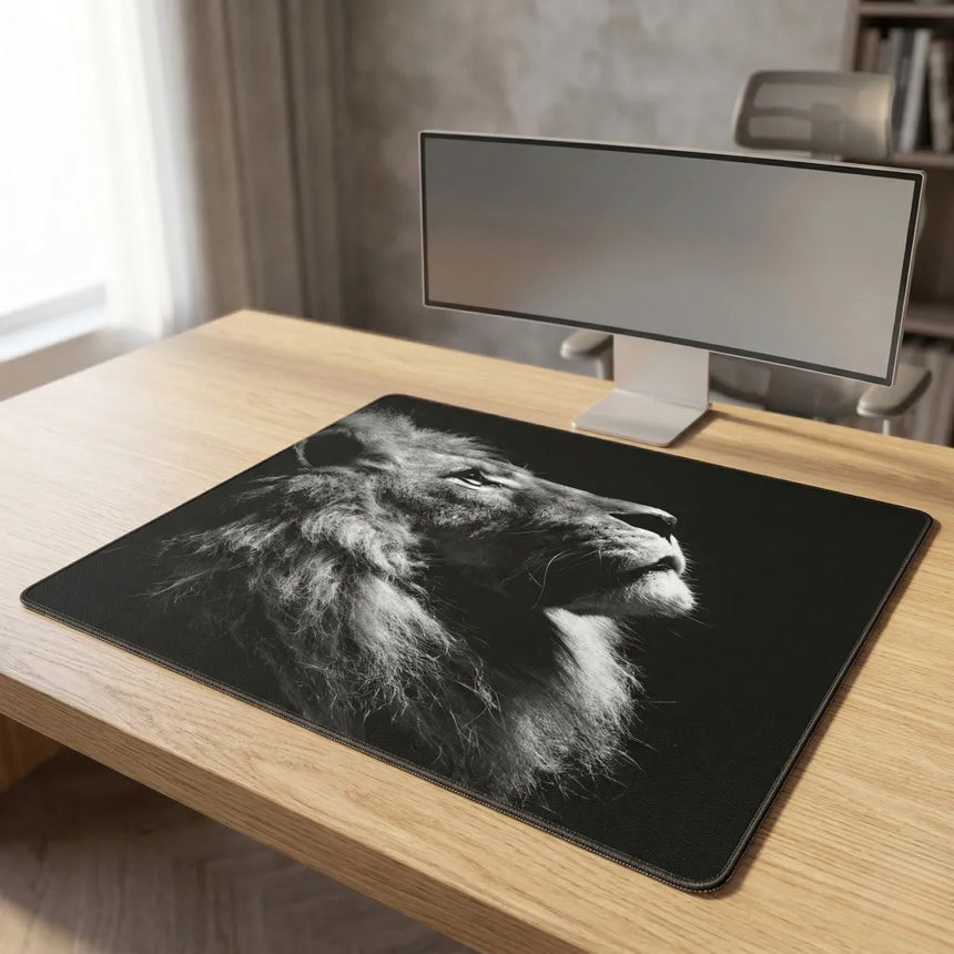 XXL Lion Majestic Mouse Pad - Premium Black and White Design