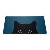 XXL "Midnight Cat" Mouse Pad - Feline Silhouette Design & Petrol Blue