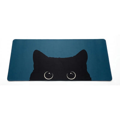 XXL "Midnight Cat" Mouse Pad - Feline Silhouette Design & Petrol Blue