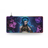 Tapis de Souris Gaming RGB Jinx - League of Legends : Édition Chaos Néon XXL avec design Jinx au style Arcane.