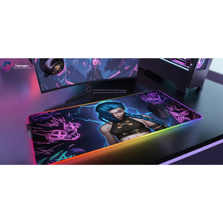 Tapis de Souris Gaming RGB Jinx - League of Legends : Édition Chaos Néon XXL avec design dynamique et couleurs néon.