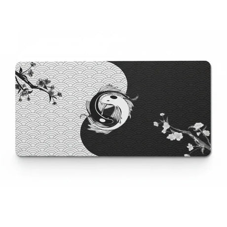 Tapis de souris japonais yin yang koï et sakura, vue complète du tapis