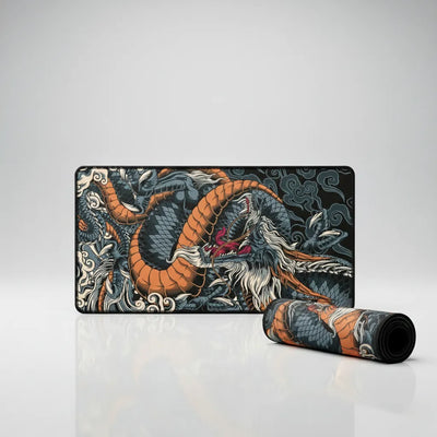XXL Japanese Dragon Mouse Pad – Orange & Black Phoenix Edition